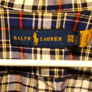 Blue Plaid Polo button up shirt (3XL)